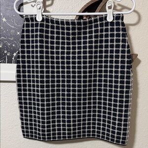 Theory Navy and White Checkered Pencil Skirt
